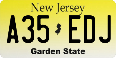 NJ license plate A35EDJ