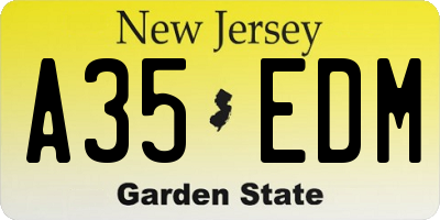 NJ license plate A35EDM