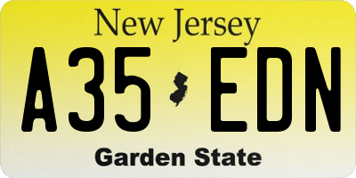 NJ license plate A35EDN