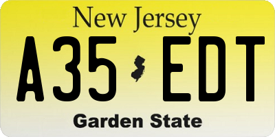 NJ license plate A35EDT
