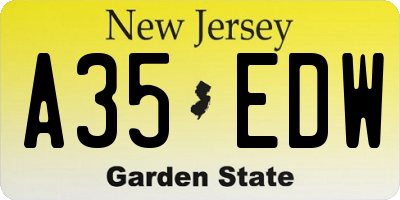 NJ license plate A35EDW