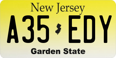 NJ license plate A35EDY