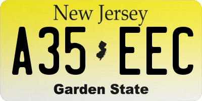 NJ license plate A35EEC