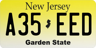 NJ license plate A35EED