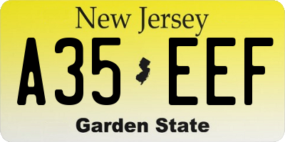 NJ license plate A35EEF
