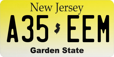 NJ license plate A35EEM