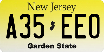 NJ license plate A35EEO