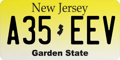 NJ license plate A35EEV