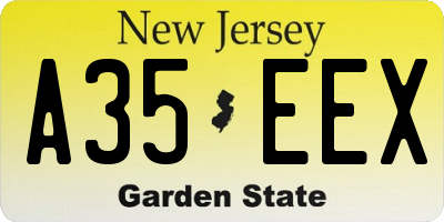 NJ license plate A35EEX
