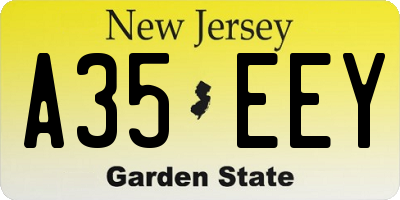 NJ license plate A35EEY