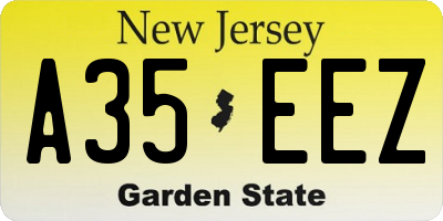 NJ license plate A35EEZ