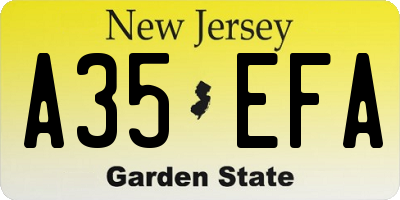 NJ license plate A35EFA