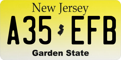 NJ license plate A35EFB