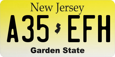 NJ license plate A35EFH