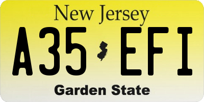NJ license plate A35EFI