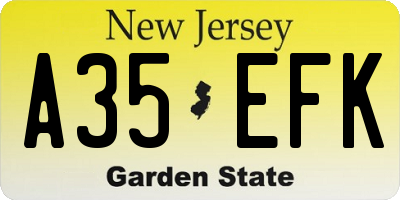 NJ license plate A35EFK