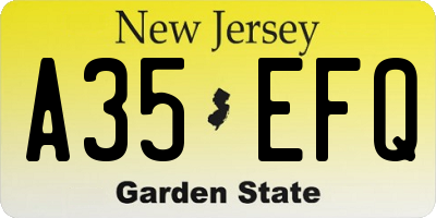 NJ license plate A35EFQ