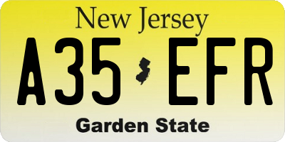 NJ license plate A35EFR