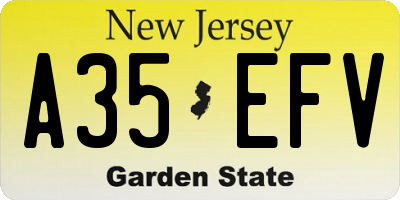 NJ license plate A35EFV