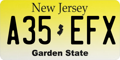 NJ license plate A35EFX