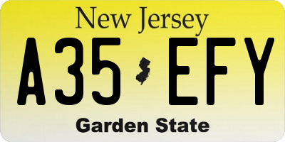 NJ license plate A35EFY