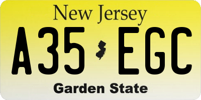 NJ license plate A35EGC
