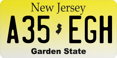 NJ license plate A35EGH