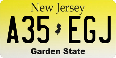 NJ license plate A35EGJ