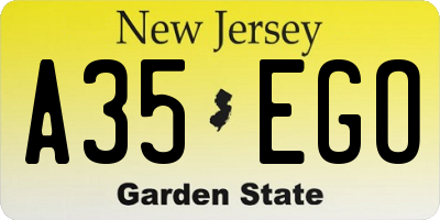 NJ license plate A35EGO