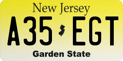 NJ license plate A35EGT