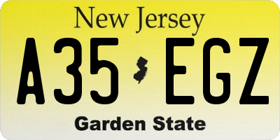 NJ license plate A35EGZ