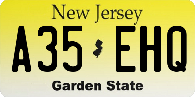 NJ license plate A35EHQ