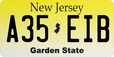 NJ license plate A35EIB
