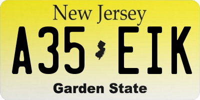 NJ license plate A35EIK