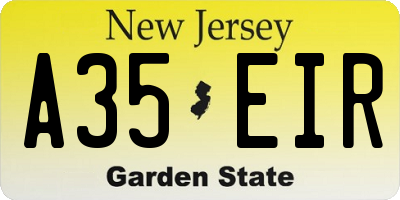 NJ license plate A35EIR