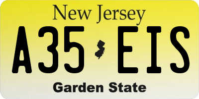 NJ license plate A35EIS