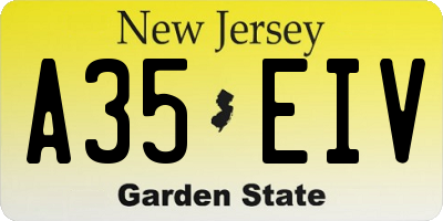 NJ license plate A35EIV