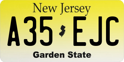 NJ license plate A35EJC