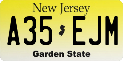 NJ license plate A35EJM