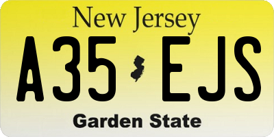 NJ license plate A35EJS