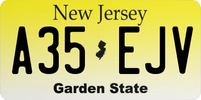 NJ license plate A35EJV