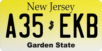 NJ license plate A35EKB