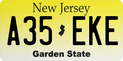 NJ license plate A35EKE