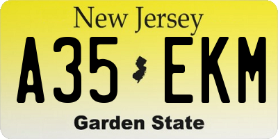 NJ license plate A35EKM