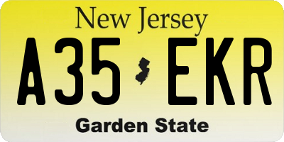 NJ license plate A35EKR