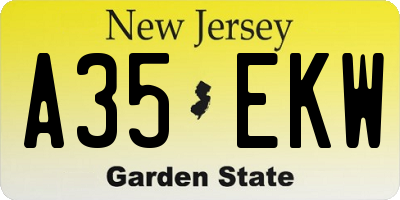 NJ license plate A35EKW