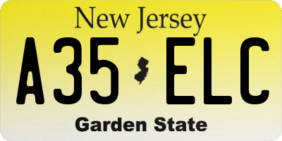 NJ license plate A35ELC
