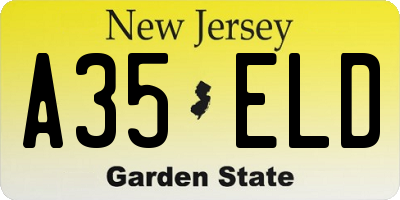 NJ license plate A35ELD