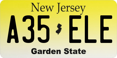 NJ license plate A35ELE