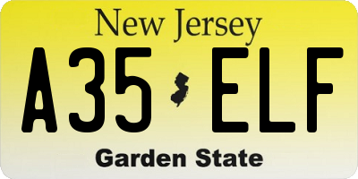 NJ license plate A35ELF